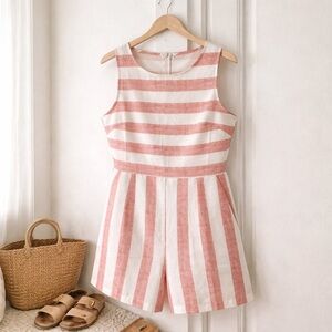 Sleeveless Pink and White Striped Romper